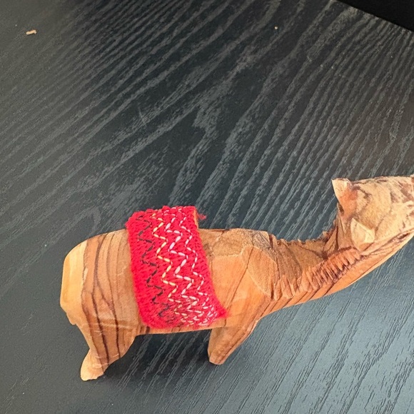 Handcrafted Olive Wood Camel with Red Saddle. 4.5” - Picture 3 of 6